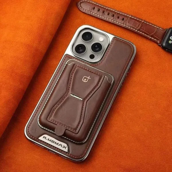 premium leather case with card holder and magsafe support