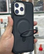 Premium aluminium metal carbon texture Magsafe With Stand Case