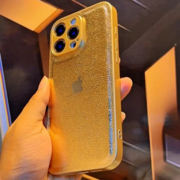 New Lather Fabric Shiny Golden Case For iPhone