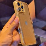 New Lather Fabric Shiny Golden Case For iPhone - Image 3