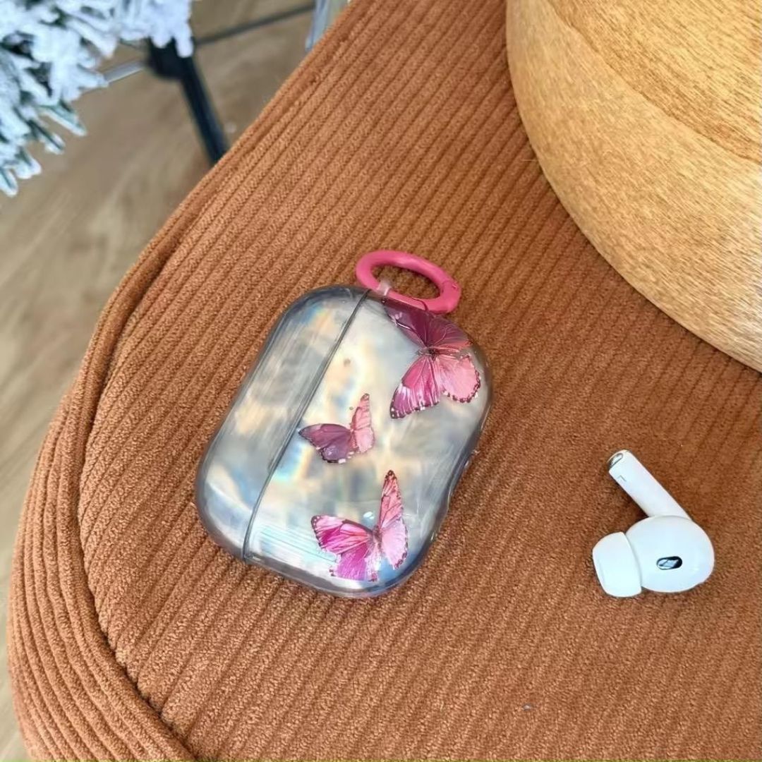 Retro Pink Butterfly Water Ripple Hook Case - Image 2