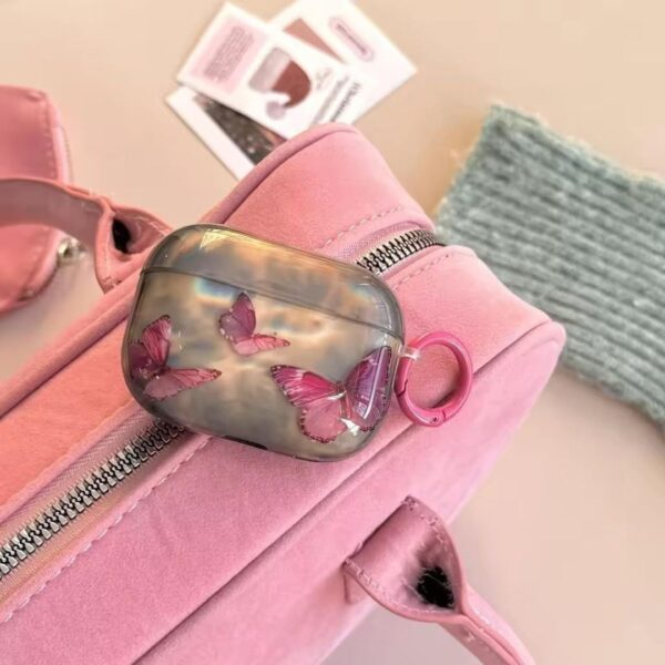 Retro Pink Butterfly Water Ripple Hook Case