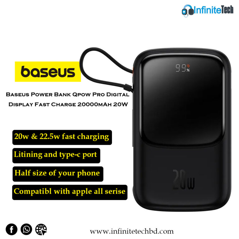 Baseus Power Bank Qpow Pro Digital Display Fast Charge 20000mAh 20W Iphone Lightning - Black Edition