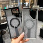 Magnetic Holder Stand Breathable Mesh Phone Case Magsafe Shockproof Cover Bumper For Samsung