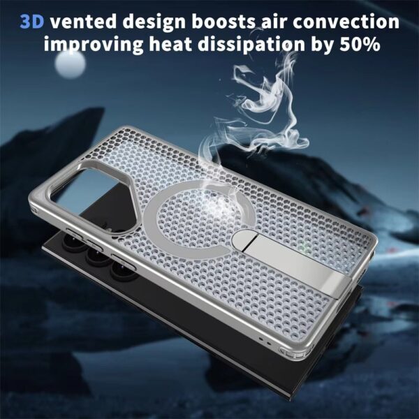 Magnetic Holder Stand Breathable Mesh Phone Case Magsafe Shockproof Cover Bumper For Samsung