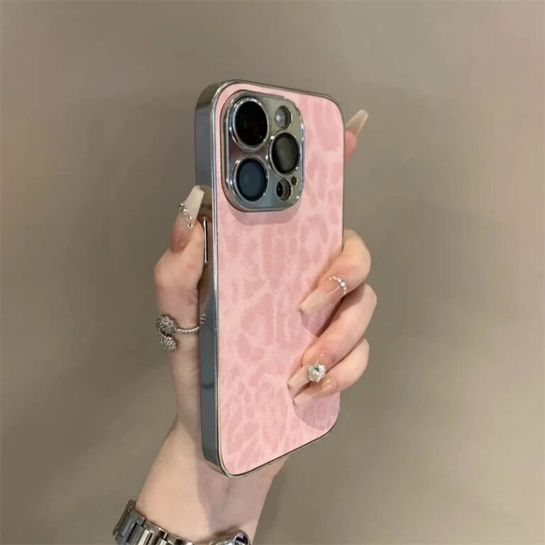 Leopard Print Glass Lens Film Soft Bumper Case With Camera Protector for iPhone