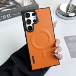 Luxury Matte Leather Magnetic Wireless Charge Case For Samsung