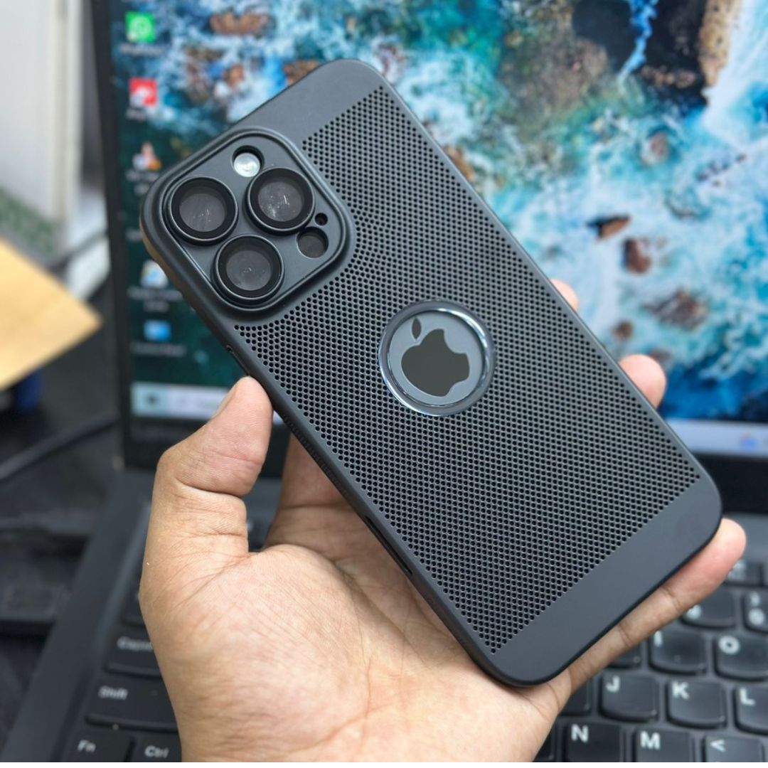 Black Matte Mesh Shockproof iPhone Case With Camera Protector